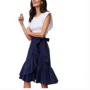 Loft Navy Cotton Ruffle Summer Skirt